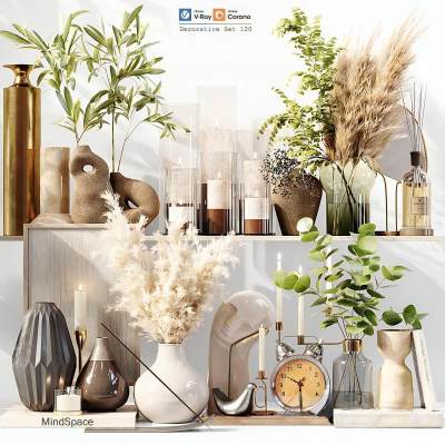 现代花瓶闹钟雕塑摆件